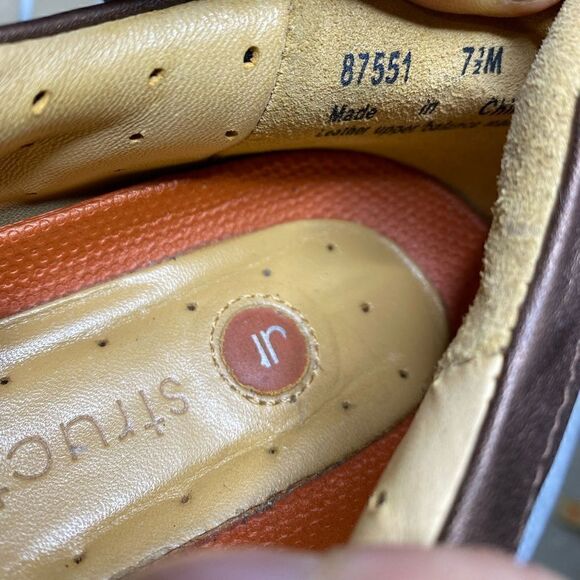 Clarks Unstructured Women's Metallic Brown Bronze Leather Mary Jane Shoe Sz 7.5M - Picture 9 of 10